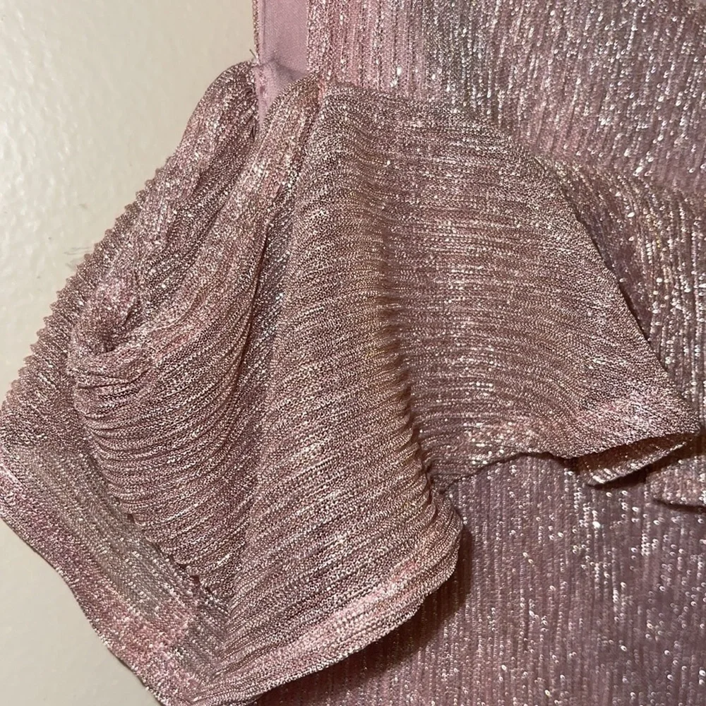 The Children's Place Girls Metallic Rose Gold Haze Cold Shoulder Dress Size 6